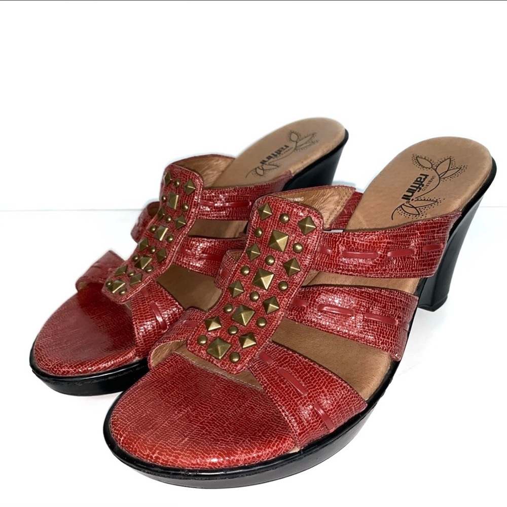 Umberto Raffini red leather wedge sandal